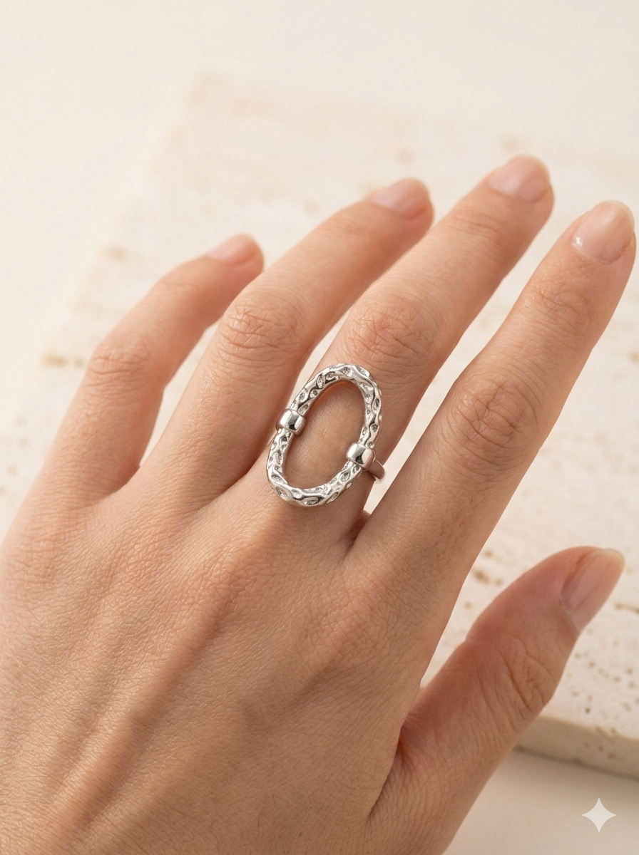 Anillo Oval Plateado
