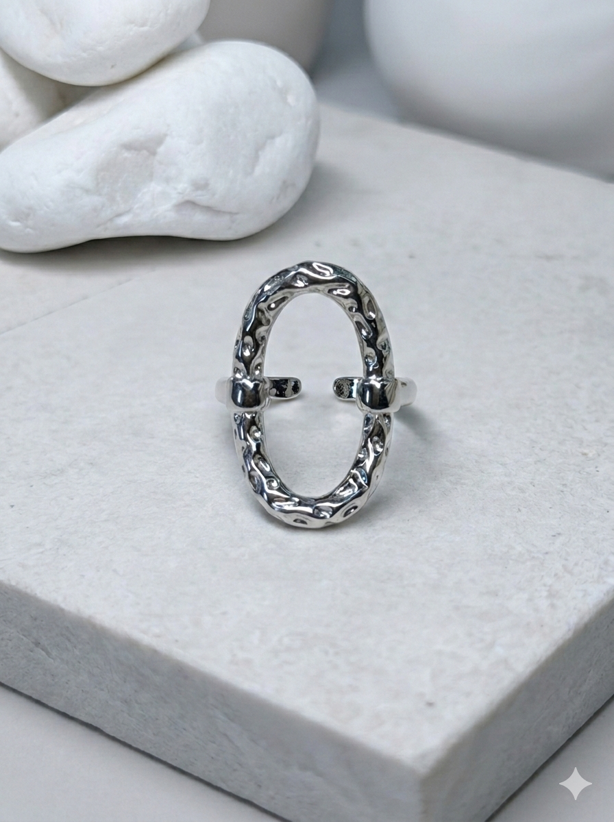 Anillo Oval Plateado
