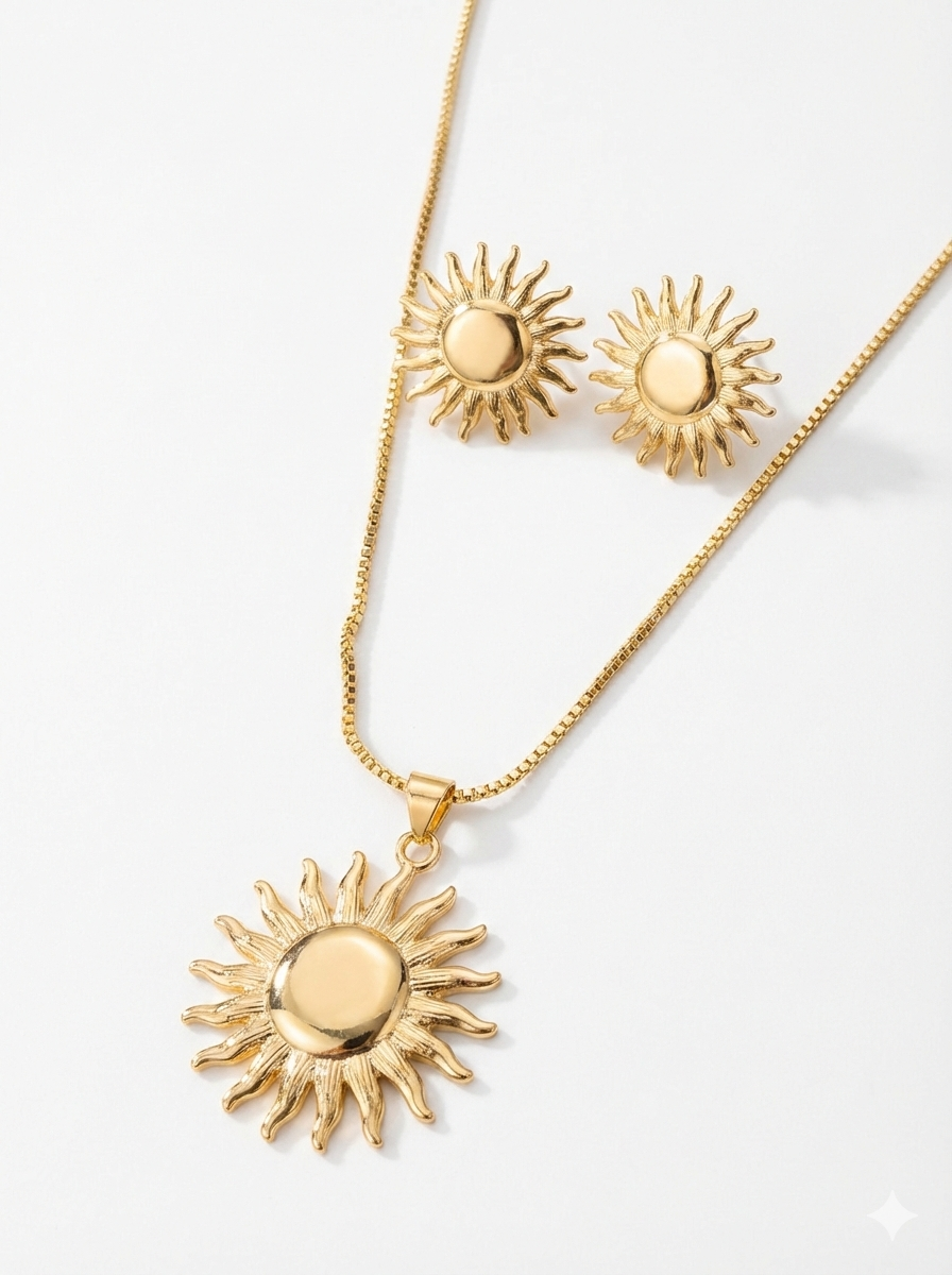 Juego de collar y aretes Sol